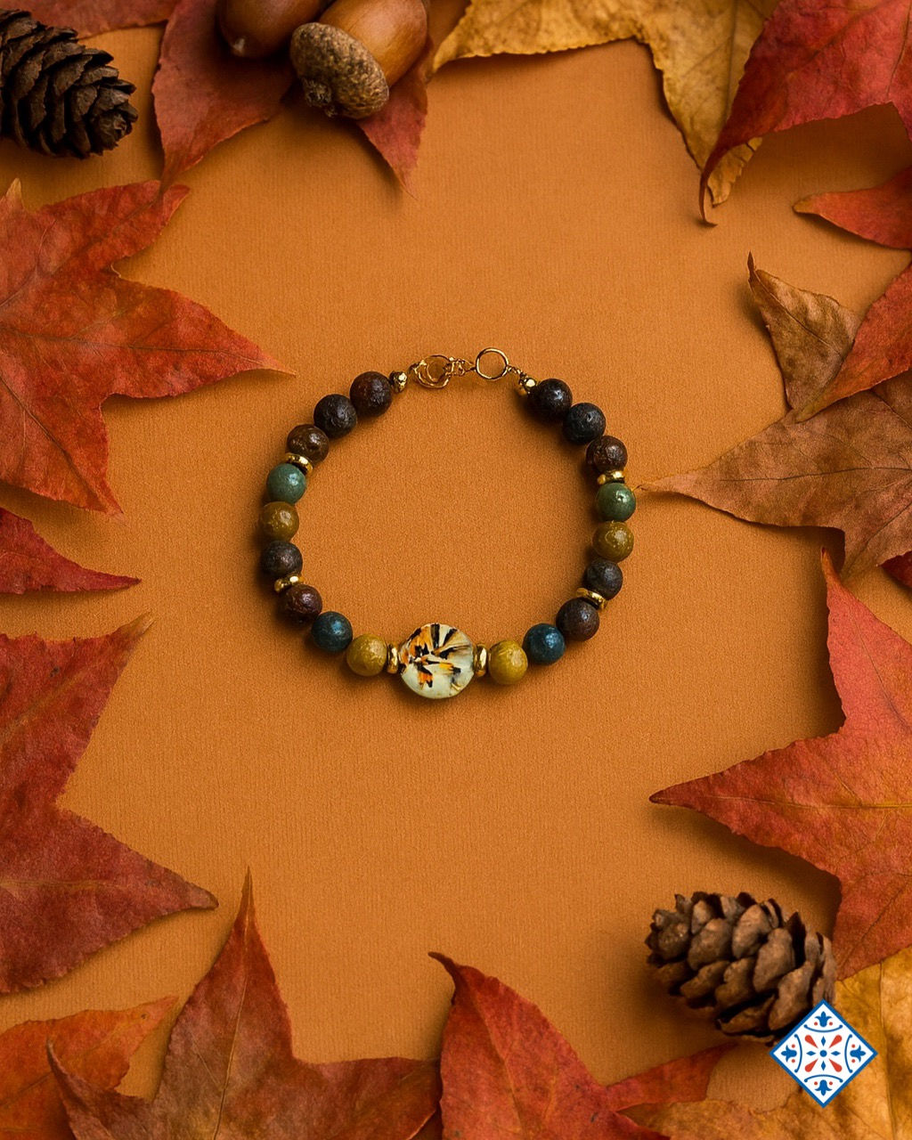 Bracciale per uomo in argilla poimerica e mix di pietre