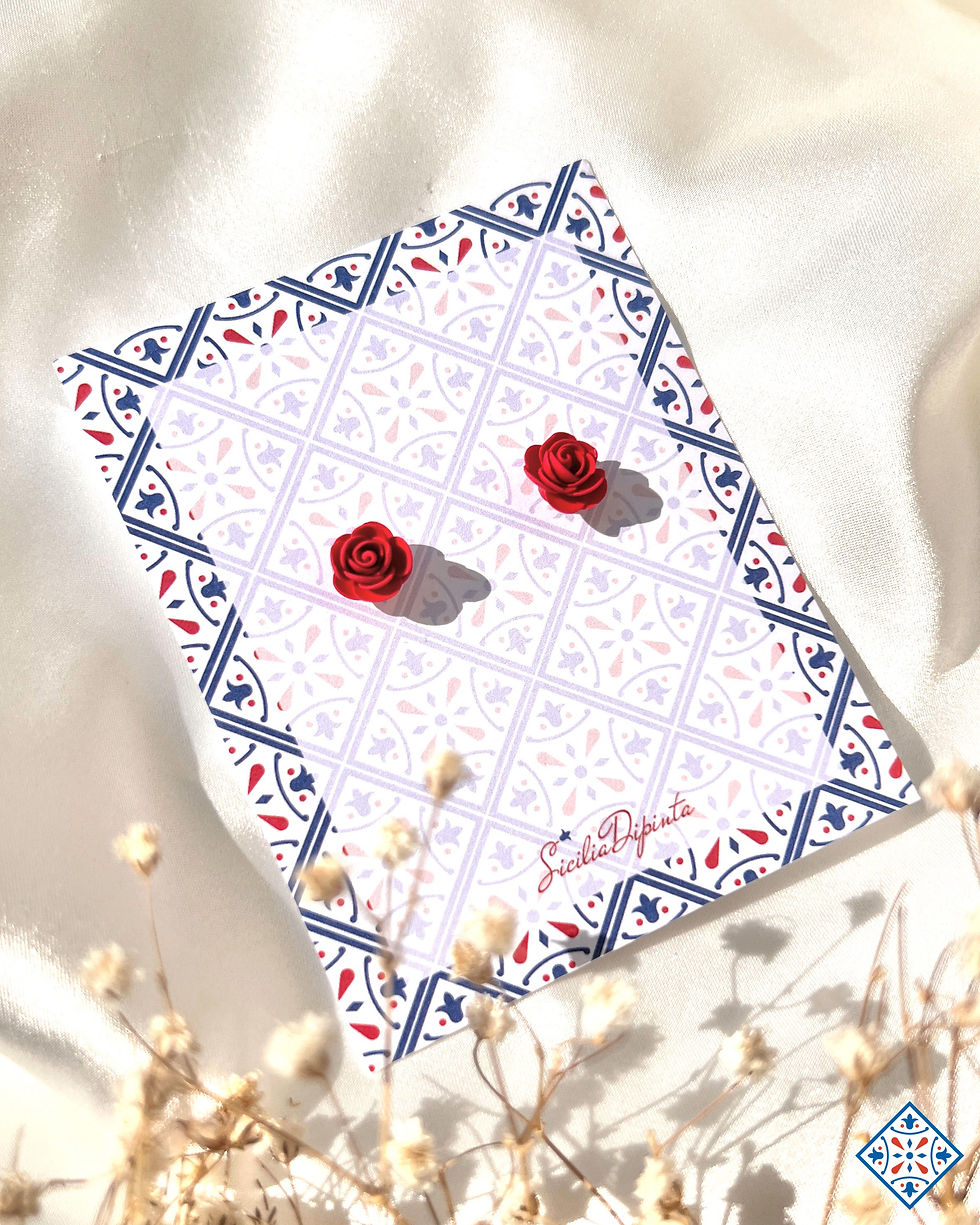 Thumbnail: Orecchini a vite con micro rose rosse