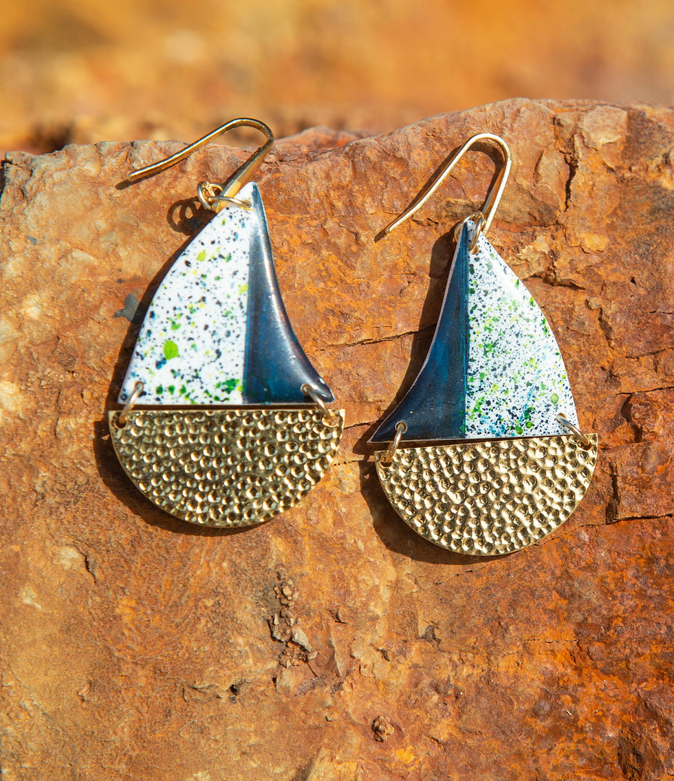 Orecchini grandi barche a vela terrazzo blu navy