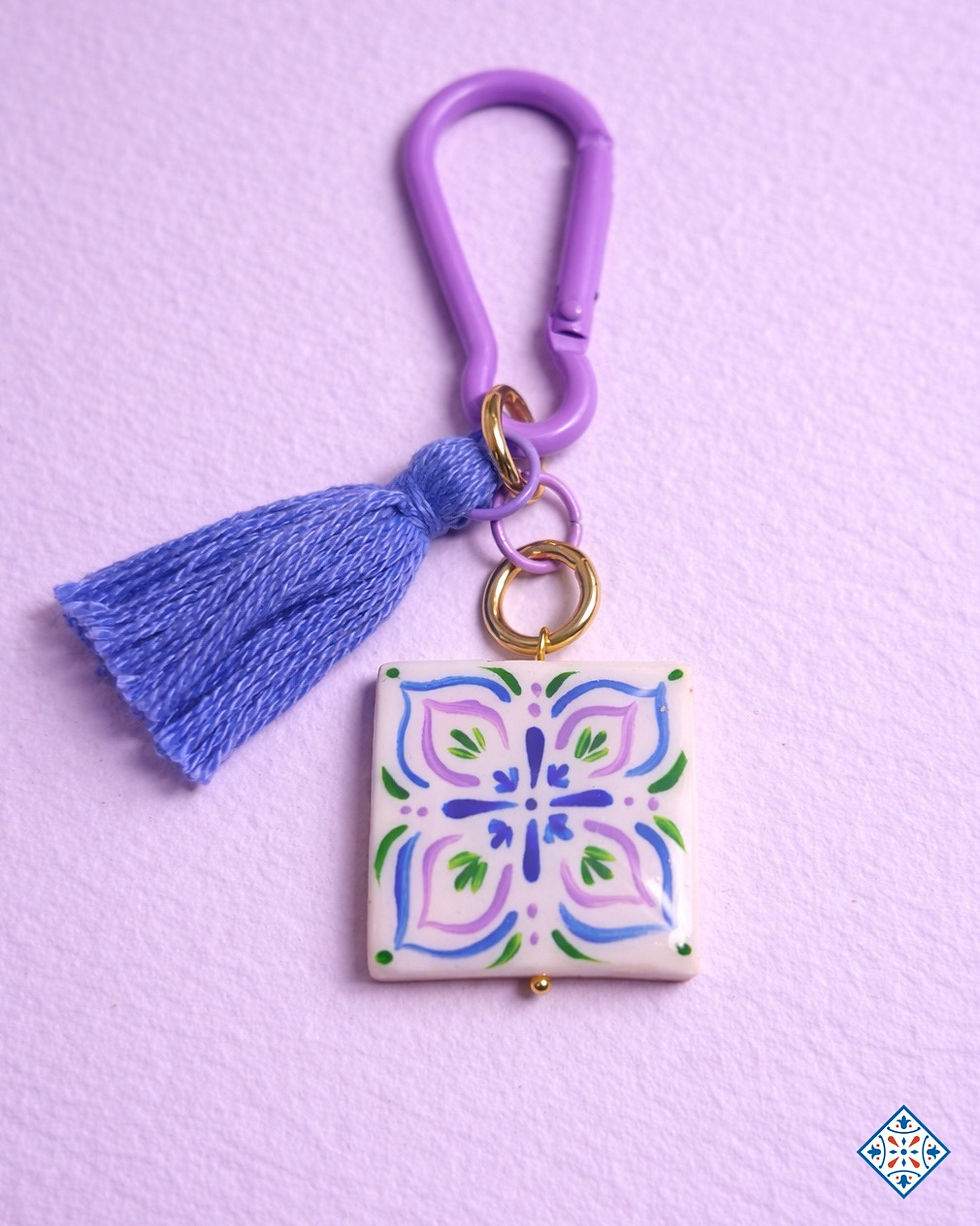 Miniatura: Portachiavi con la maiolica lilla e blu