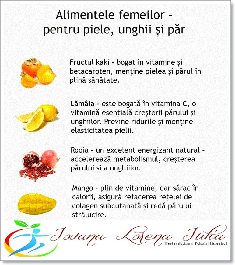 Alimentele femeilor-pentru piele, unghii, păr
