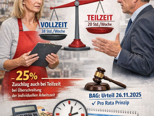 Mehrarbeitszuschläge für Teilzeitkräfte