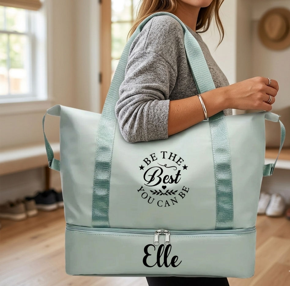 Green "Be the Best you Can Be" Personalised Oxford Tote Bag
