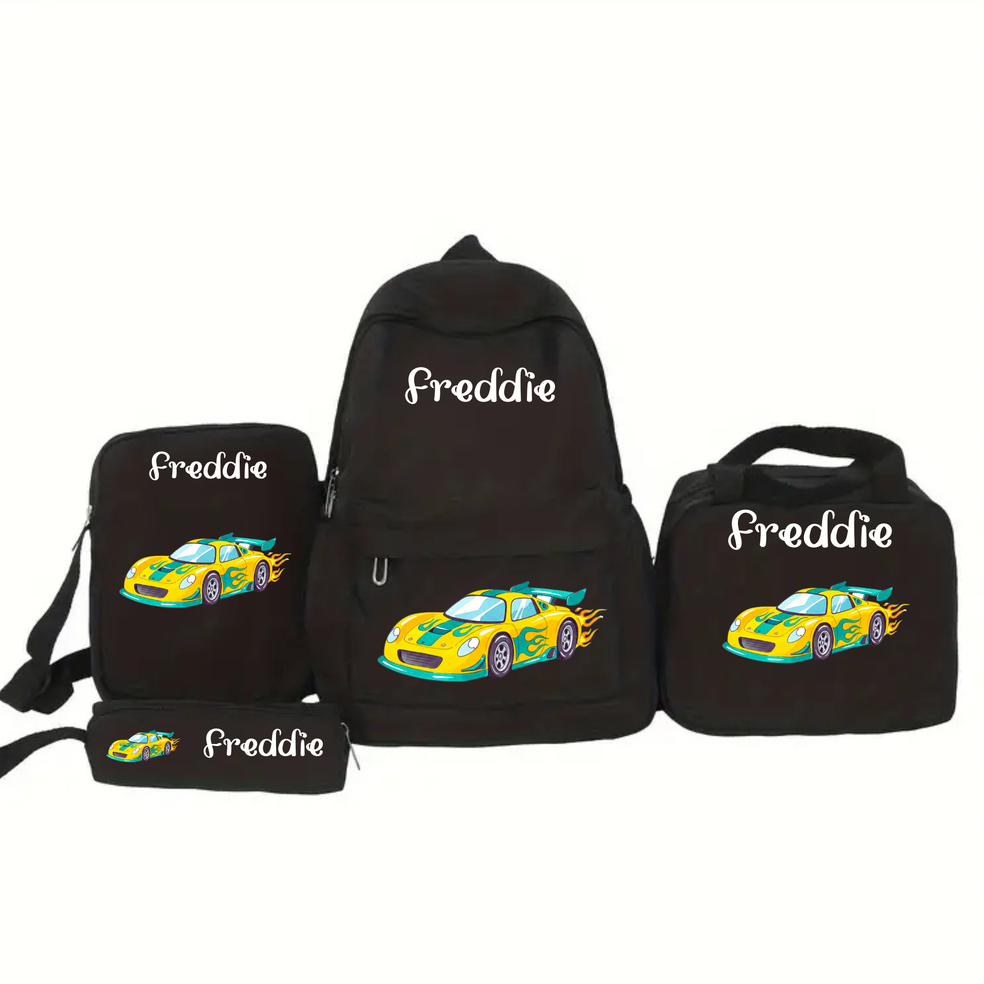 Black Personalised Back To School Bundle Backpack