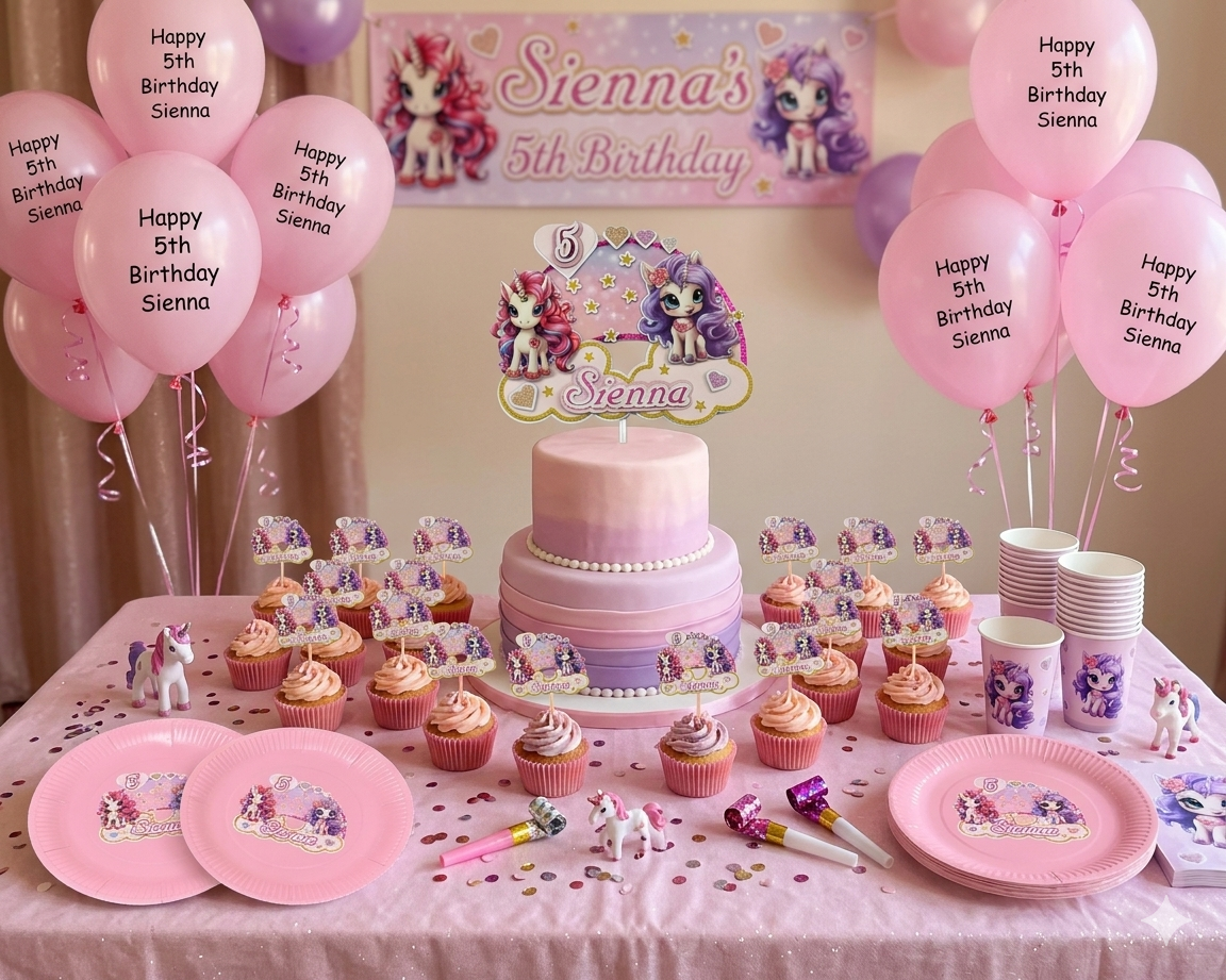 Unicorn Themed Personalised Party Supplies