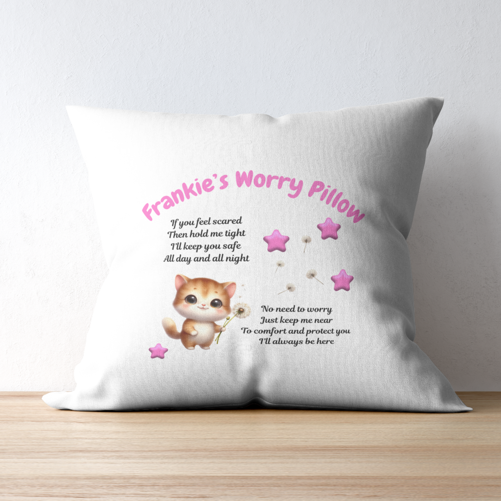 Cat Personalised Worry Pillow