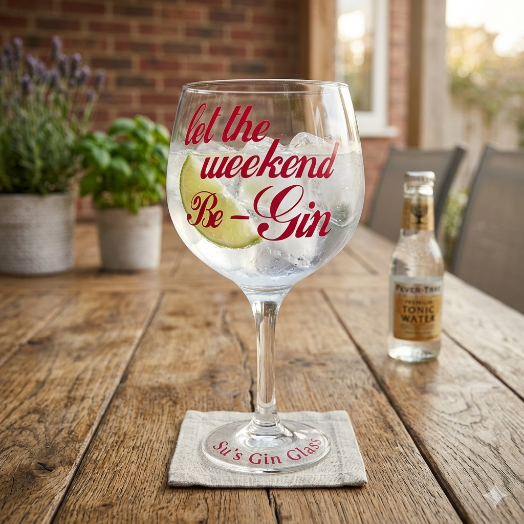 Let the Weekend Be-Gin Glass Personalised Etched