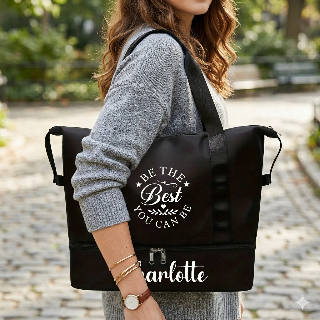 Black "Be the Best you Can Be" Personalised Oxford Tote Bag