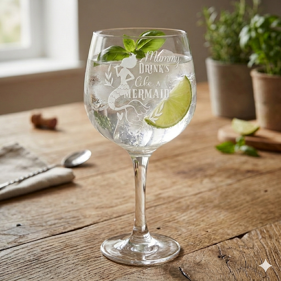 Thumbnail: Mummy Drinks like a Mermaid Glass Personalised Etched