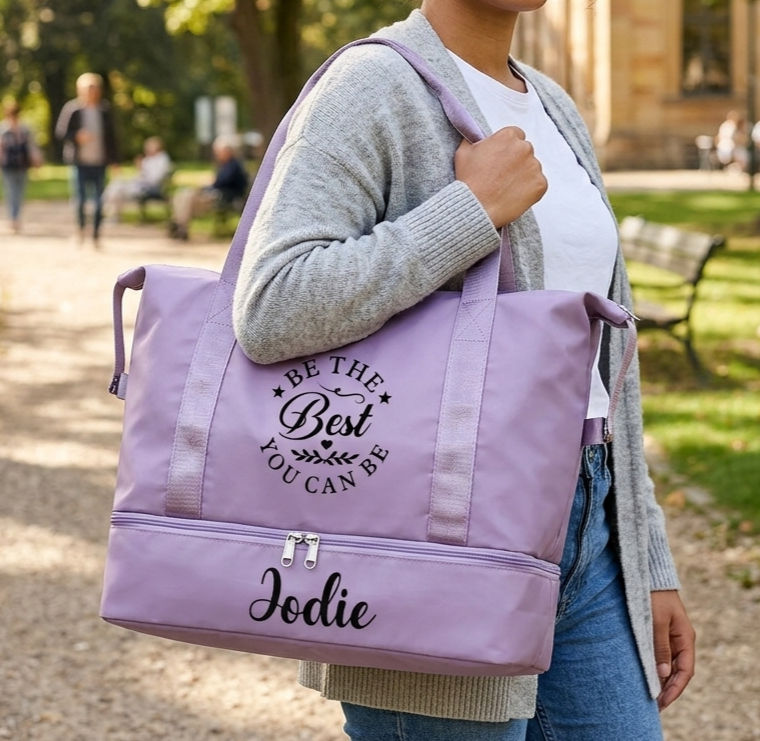 Lilac "Be the Best you Can Be" Personalised Oxford Tote Bag