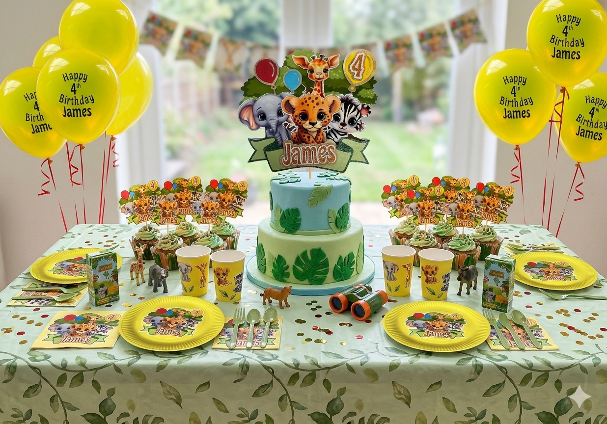 Safari Themed Personalised Party Supplies