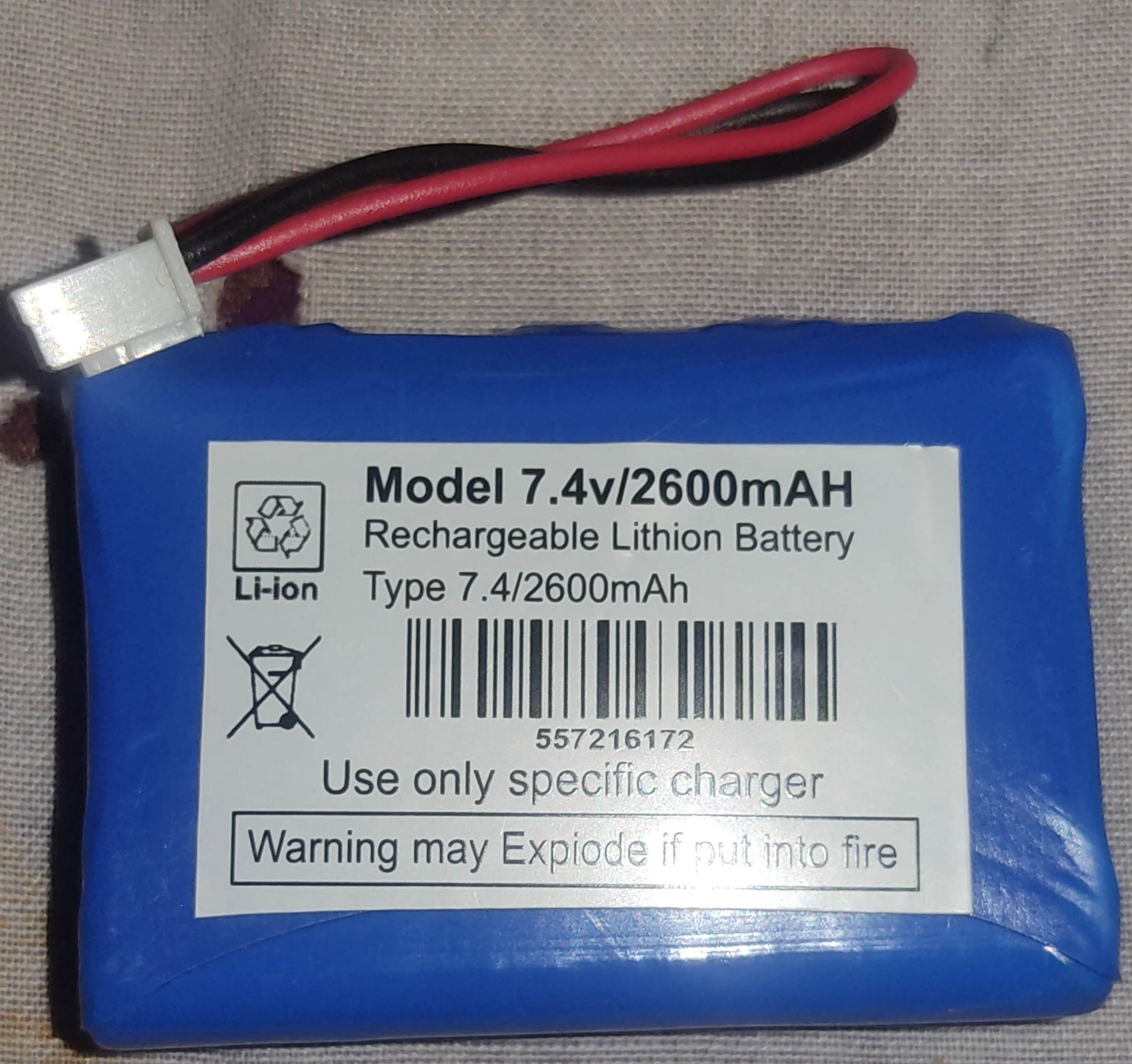 7.4 bettery 2600mah for db meters 7.4volt