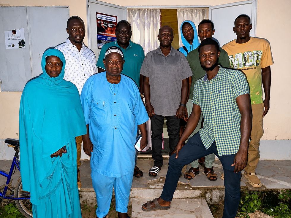 Pictured: Representatives of the Gunjur Village Development Committee (VDC), Gunjur Sports Committee (GSC), and the visiting Sukuta delegation following their meeting in Gunjur on 22nd July 2026.