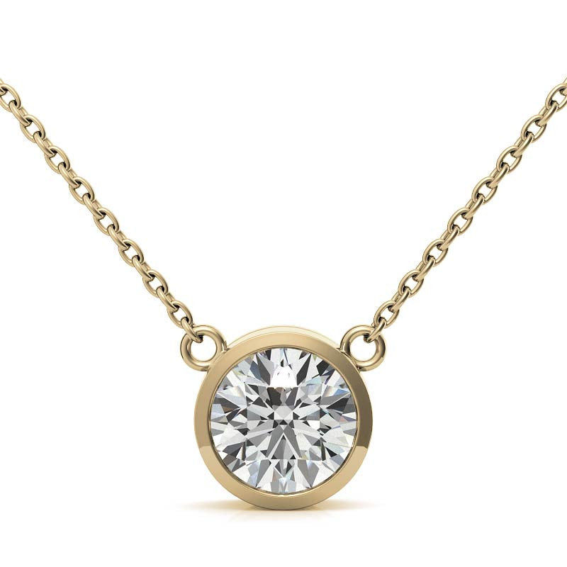 Thumbnail: AGI Certified 2 CTW Round Brilliant Lab Grown Diamond Bezel Pendant in 14K Gold