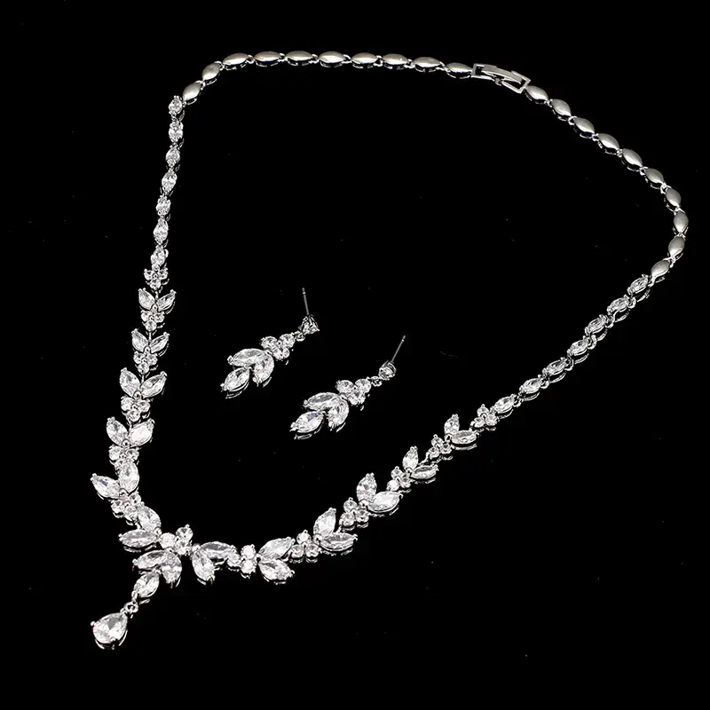Thumbnail: Jewelry Sets for Women Wedding Cubic Zircon Stud Earrings & Necklace Gift
