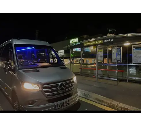 mini bus at night