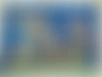 Egyptian artwork with two figures on a papyrus boat, adorned in traditional attire. Surrounded by blue lotus and exotic birds on a deep blue background.