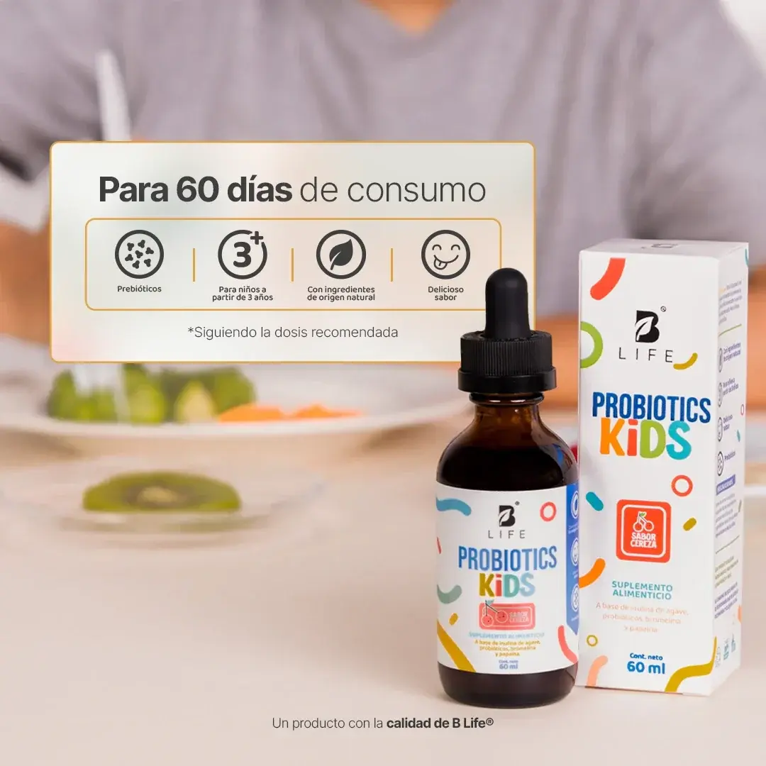 9 Cepas, Inulina y Bromelina | 35 Billones por Porción | 60 Tomas | Sabor Cereza
