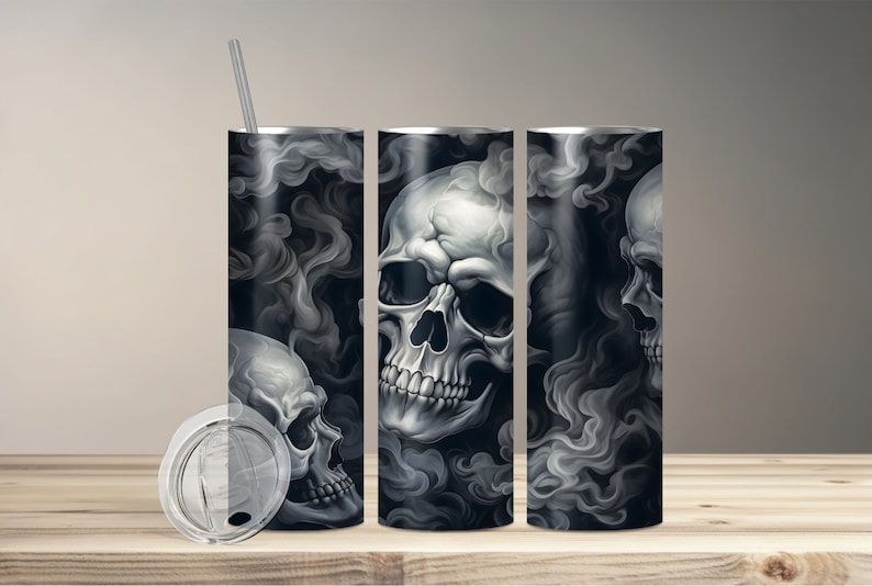Thumbnail: Skull Head and Flowers 20oz Tumbler