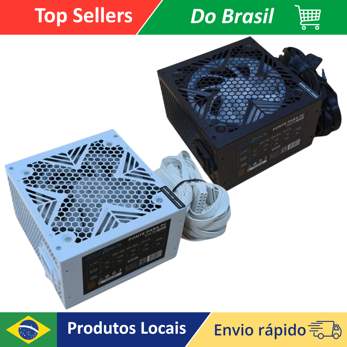 650W Royal 80 Plus Active PFC Bronze Gamer Source With Automatic Bivolt RGB Fan