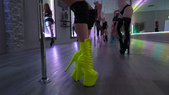 fun image of bright colored pole boots