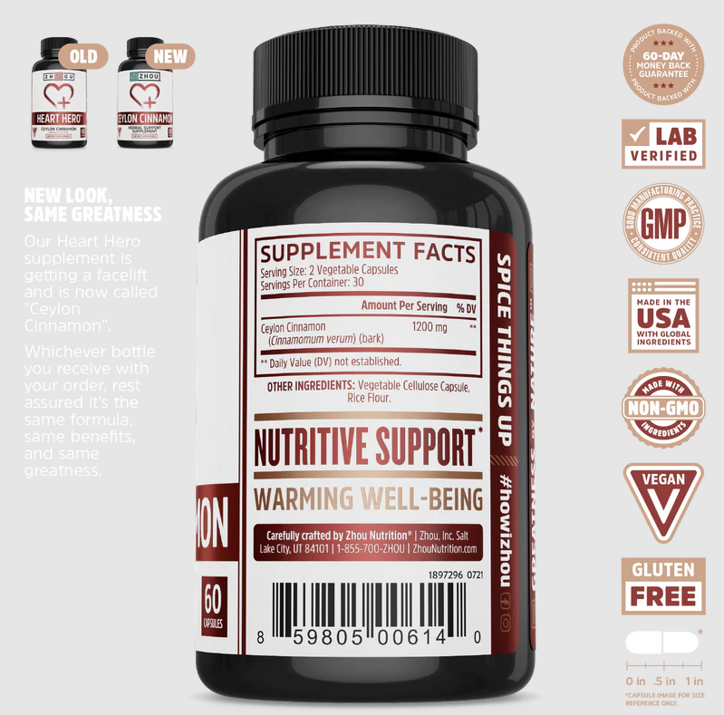 Thumbnail: Zhou Nutrition Ceylon Cinnamon 60 Veggie Caps