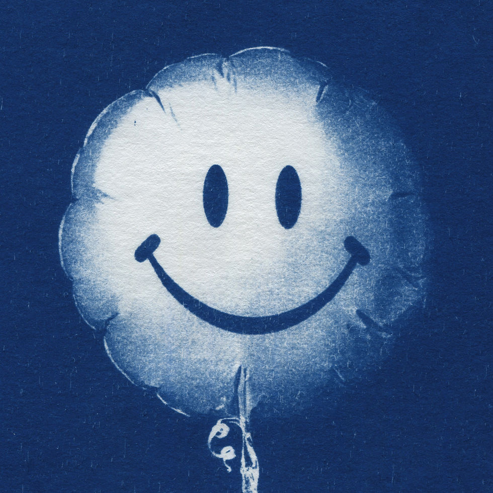 Thumbnail: Detail of ““Simple Pleasures 03” cyanotype print showing blue tonal variation