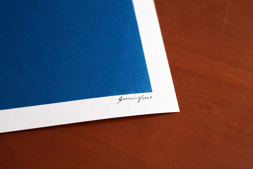 Thumbnail: Detail of “Chiaroscuro Legs 03” cyanotype print showing blue tonal variation
