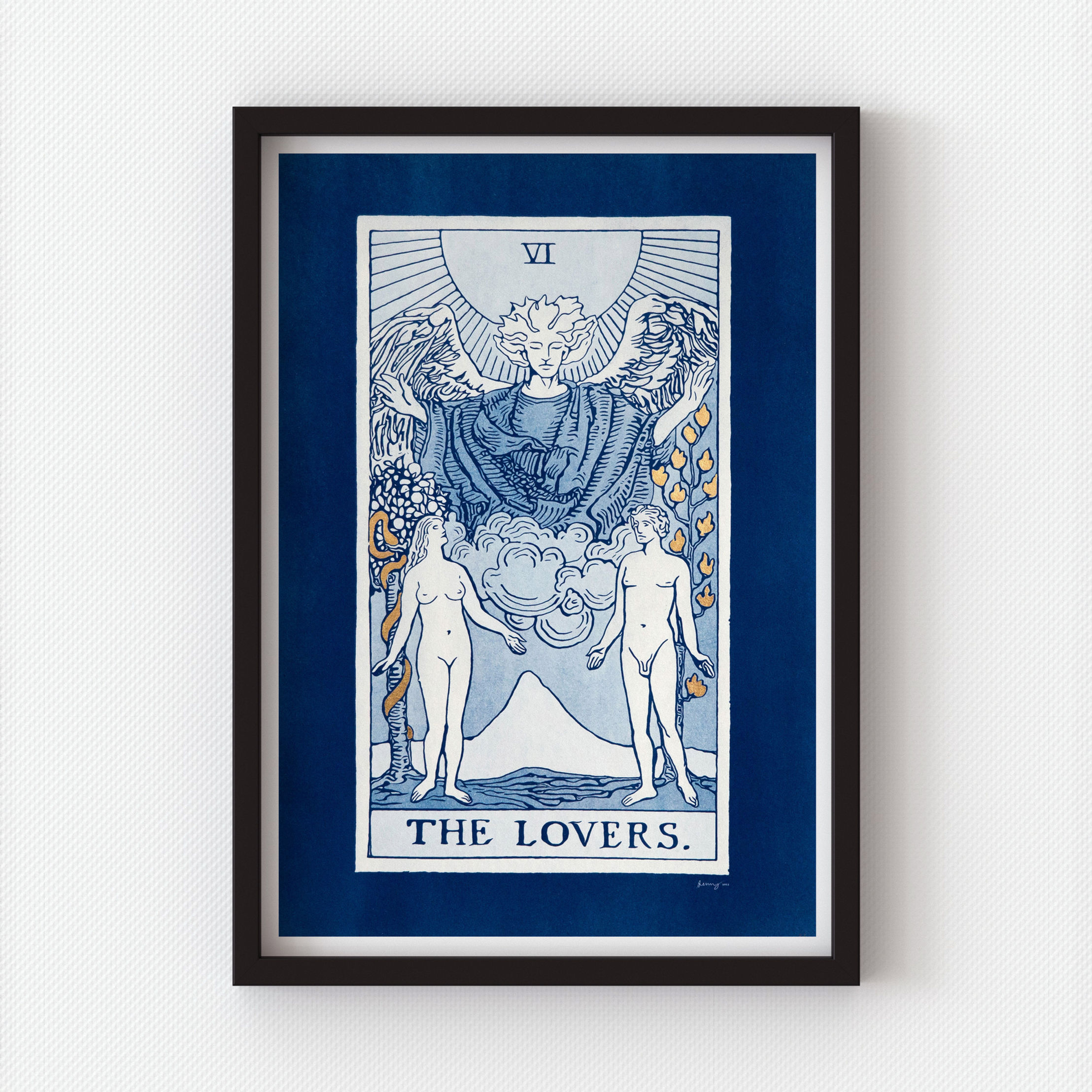 “The Lovers” A2 tarot cyanotype print by Sophia Jenny