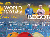 Colombia será sede del UMB 3-Cushion World Masters 2026: el billar mundial llega al país. (Billar 3 bandas)