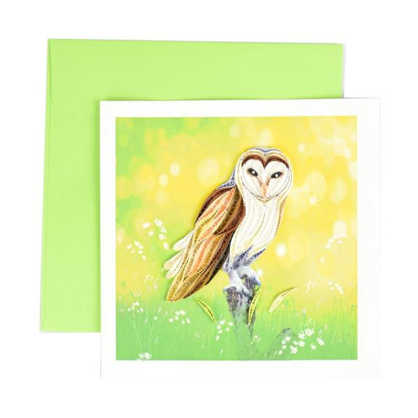 Barn Owl Greeting Card, Quilled