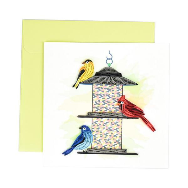 Bird Feeder Greeting Card, Quilled
