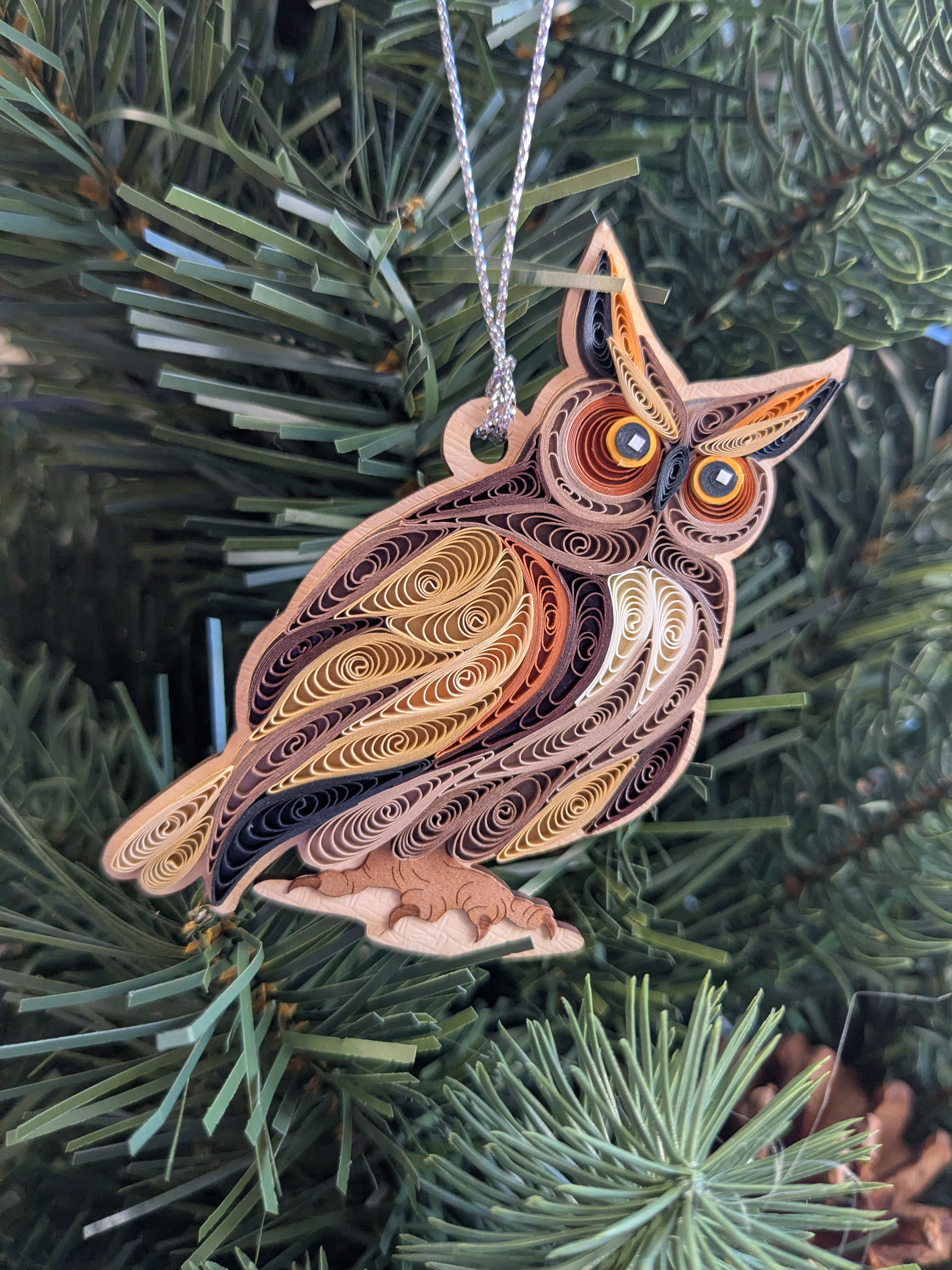 Great Horned Owl Quilled Ornament
