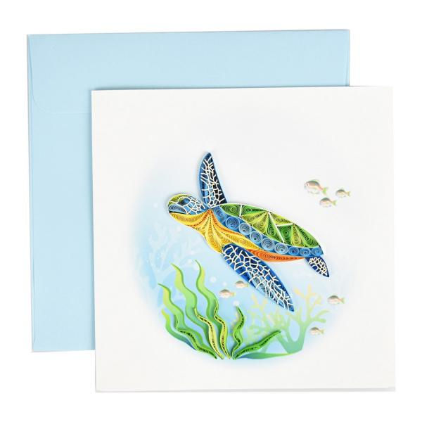 Sea Turtle Greeting Card, Quilled