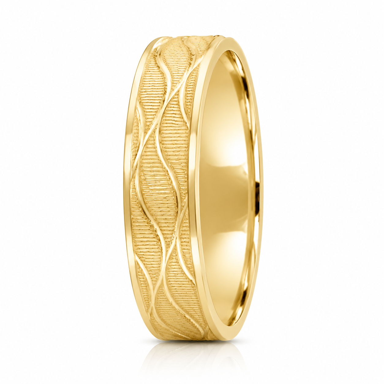 Wave Engraved Wedding Band