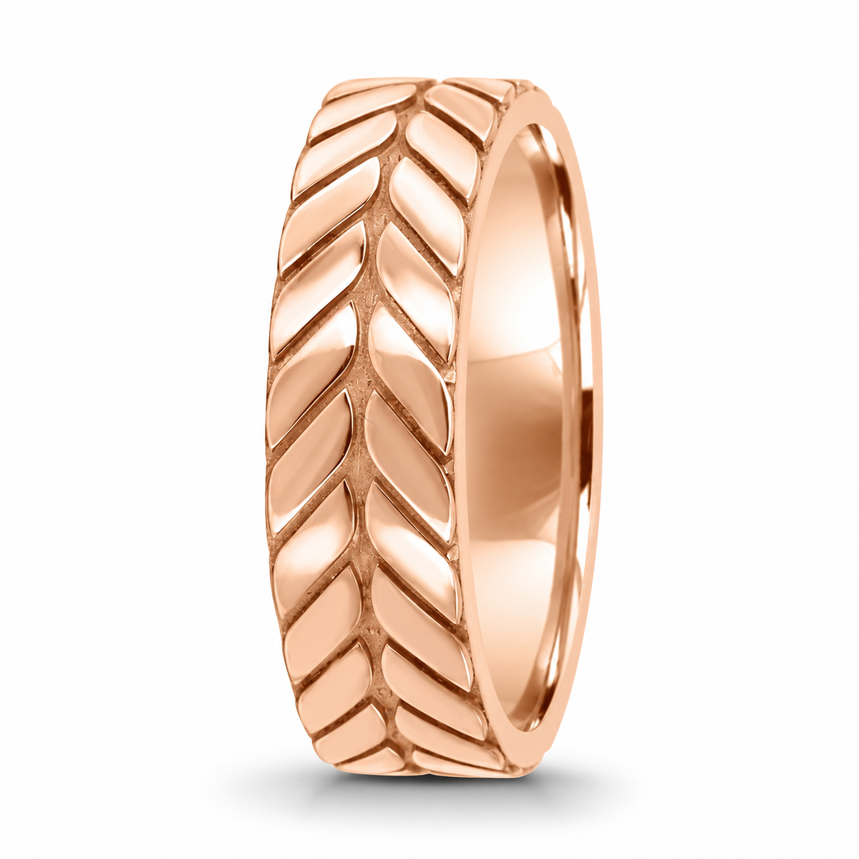 Chevron Leaf Wedding Band
