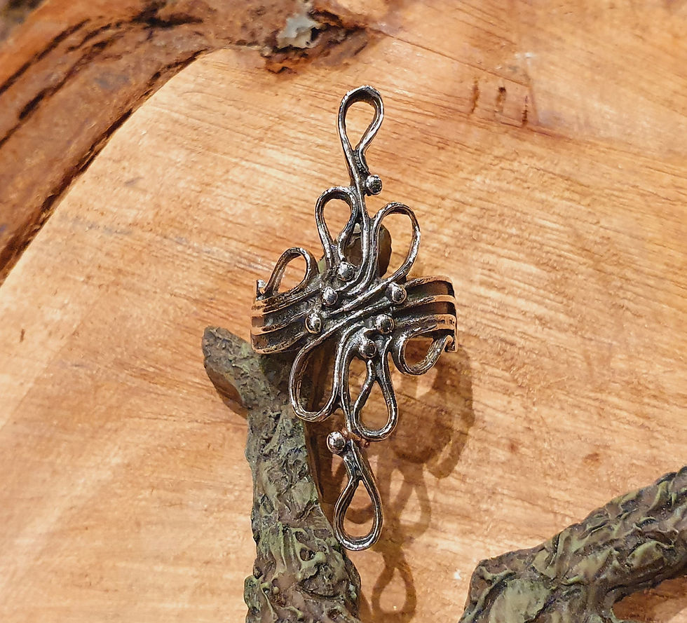 forest silver fantasy design long ring lange zilveren ring fantasie