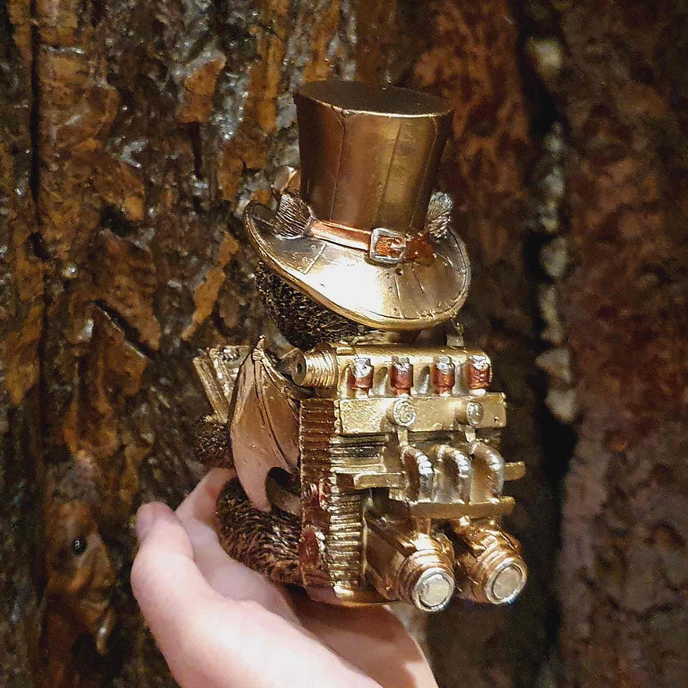 Thumbnail: jules steampunk cat edge shelf sitter poes kat beeldje over randje