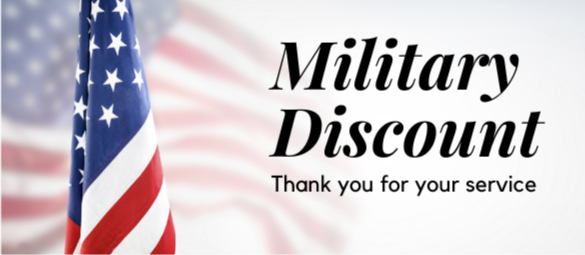 An American Flag and a message thanking military members for their service