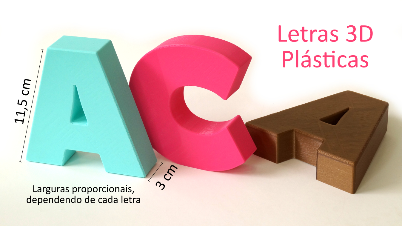 Letras Caixa 3d Plásticas 11,5cm Altura X 3cm Profundidade