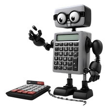 Ícone de um robô representando automação e inteligência artificial aplicada à área tributária.