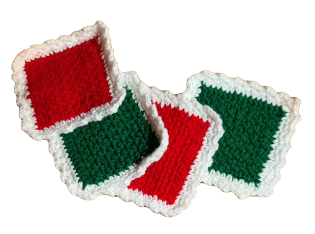 Red and green holiday coasters (4)