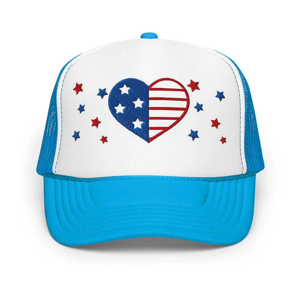Blue and white retro trucker hat