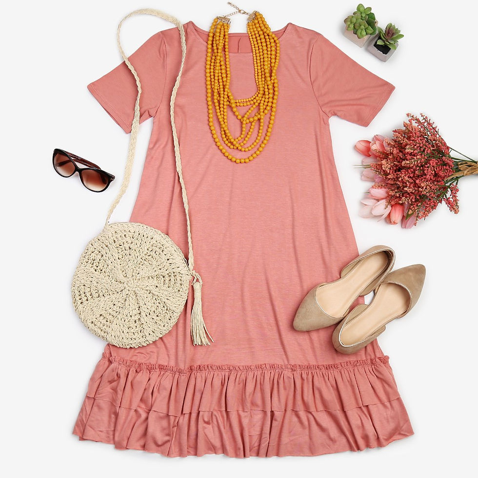 Thumbnail: Short Sleeve Ruffled Hem Dress