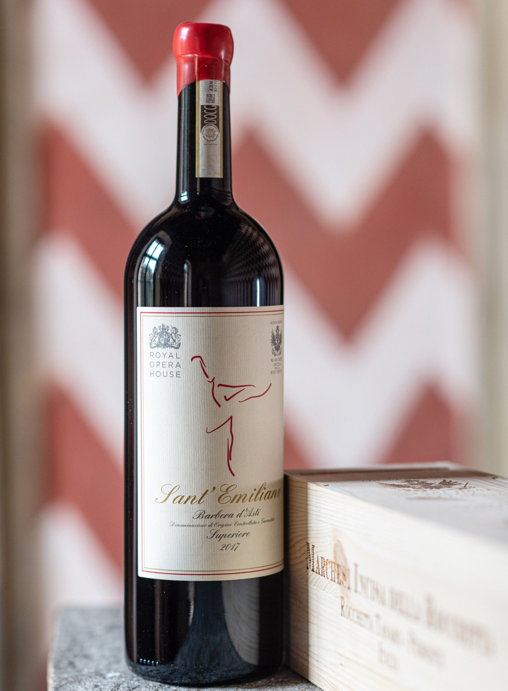 Limited Edition Sant'Emiliano Barbera d'Asti Superiore 2017, a partnership between Marchesi Incisa della Rocchetta and the Royal Opera House in London in support of the Arts #abottleforthearts