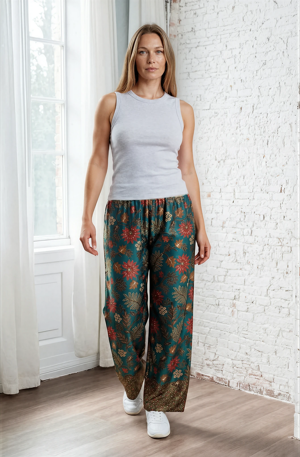 Thumbnail: Batik Print Silk Blend Lounge Pants