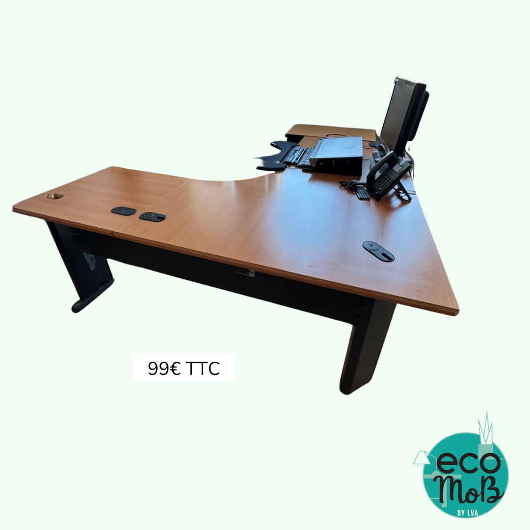 Bureau retour droit 180x120x80 cm avec extension 60x60 cm