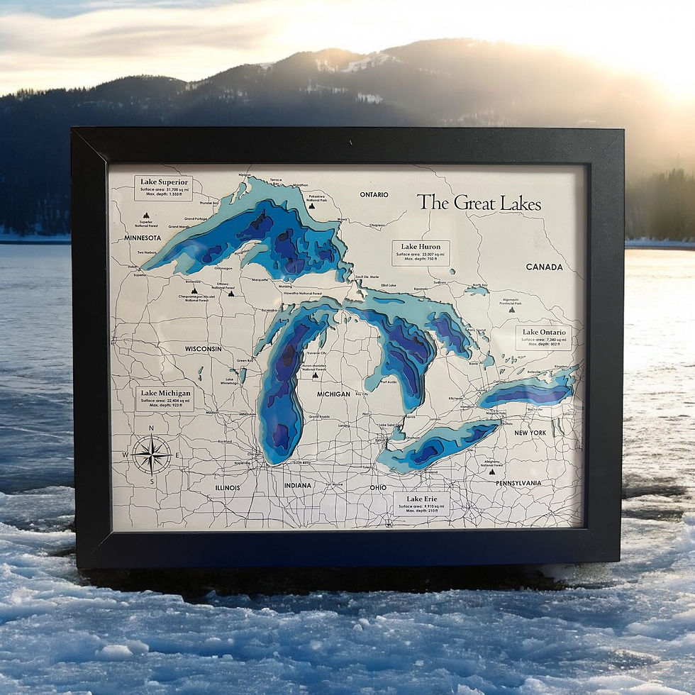 Framed Layered Great Lakes Art