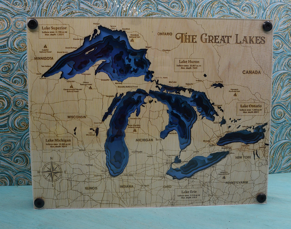 Wooden Layered Great Lakes/ Michigan Art