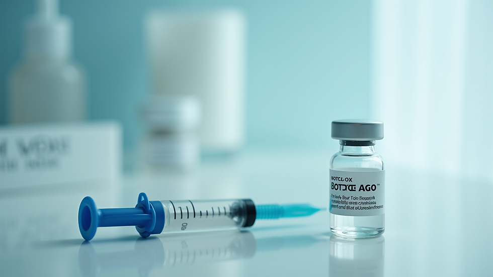 Close-up view of a Botox vial and syringe on a clean surface